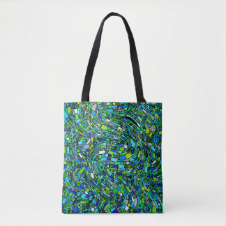 Abstract Design Blue Green Waves Shapes Tasche
