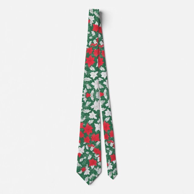 Abstract design of poinsettia and Christmas roses Krawatte (Vorderseite)