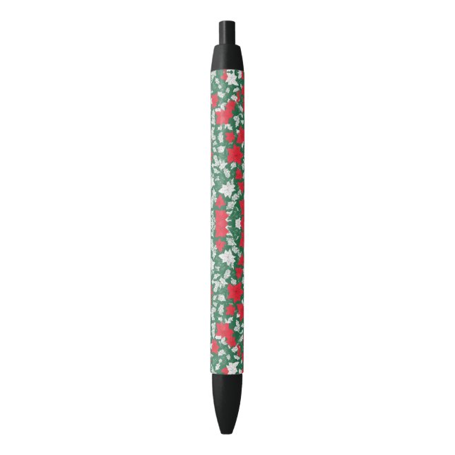 Abstract design of poinsettia and Christmas roses Kugelschreiber (Vorderseite Vertikal)