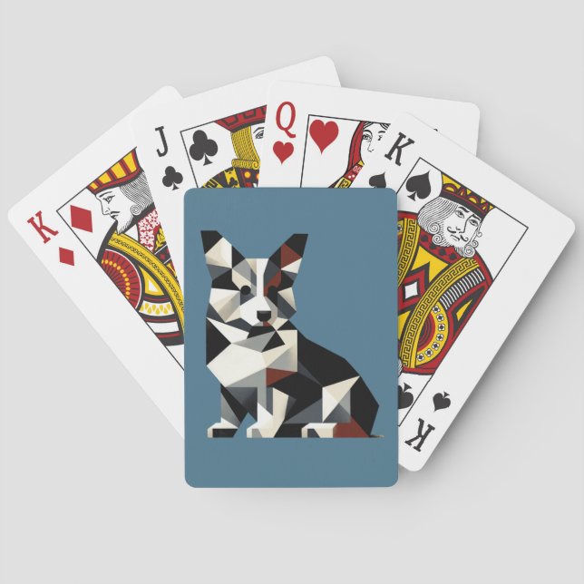 Abstract Design Tricolor Corgi Spielkarten (Rückseite)
