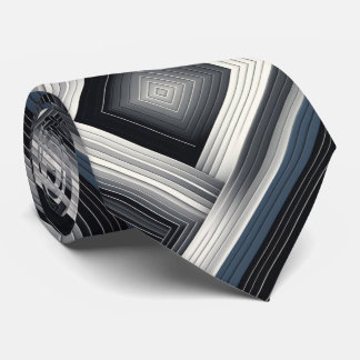 Abstract Diagonal Stripe Silver Black White Krawatte