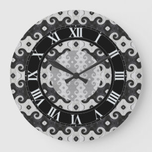 Abstract Diamond Eye Curls Pattern Wall Clock 2 Große Wanduhr