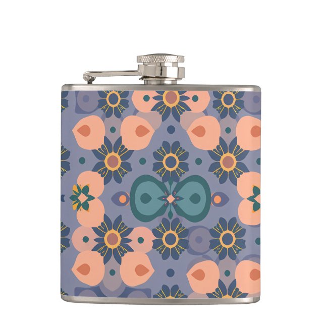 Abstract Dream Wave – Vibrant Surreal Flow Flachmann (Vorderseite)