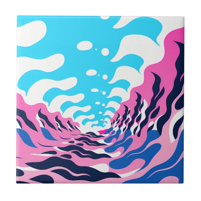 Abstract Dream Wave – Vibrant Surreal Flow Fliese (Vorderseite)