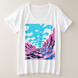 Abstract Dream Wave – Vibrant Surreal Flow Große Größe T-Shirt