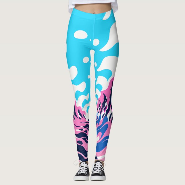 Abstract Dream Wave – Vibrant Surreal Flow Leggings (Vorderseite)