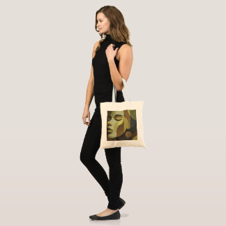 Abstract Earth-Tone Face Tote Bag