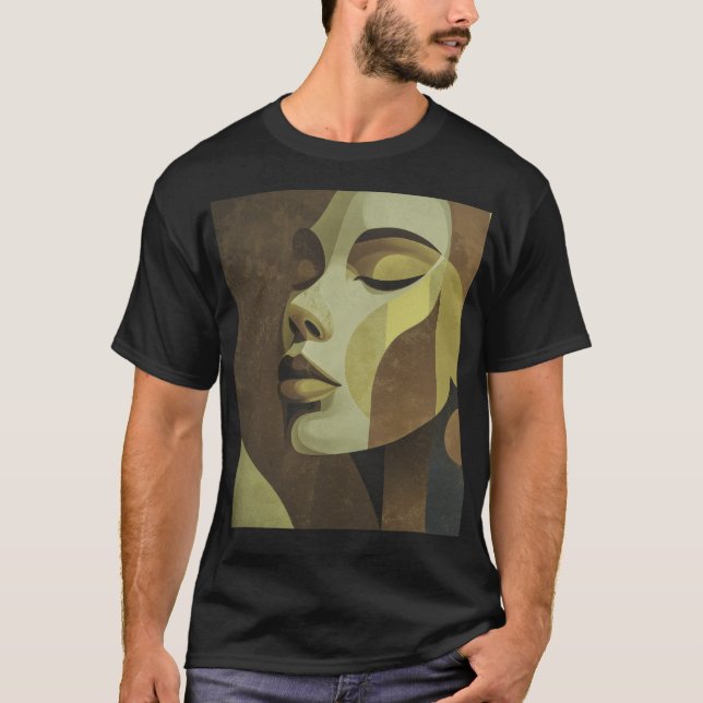 Abstract Earth-Tone Portrait T-Shirt (Vorderseite)