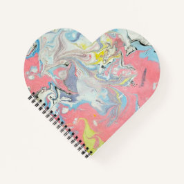 Abstract Ebru Water Marbling Pastel Heart Shaped Notizbuch