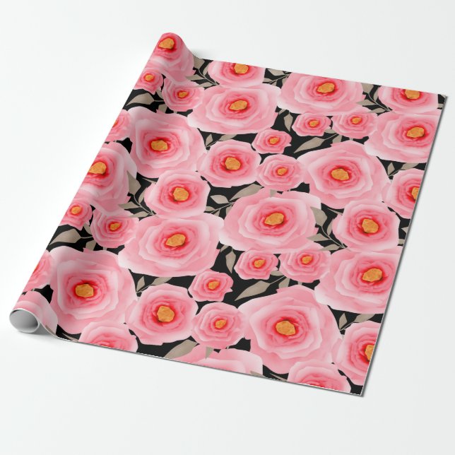 Abstract elegance seamless pattern with pink flowe geschenkpapier (Ungerollt)