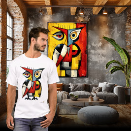 Abstract Expressionist Owl Modern Animal Art T-Shirt