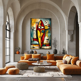 Abstract Expressionist Surfboard – Symbolic Modern Poster