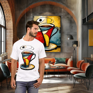 Abstract-Expressionistische Kaffeetasse Modernes T-Shirt