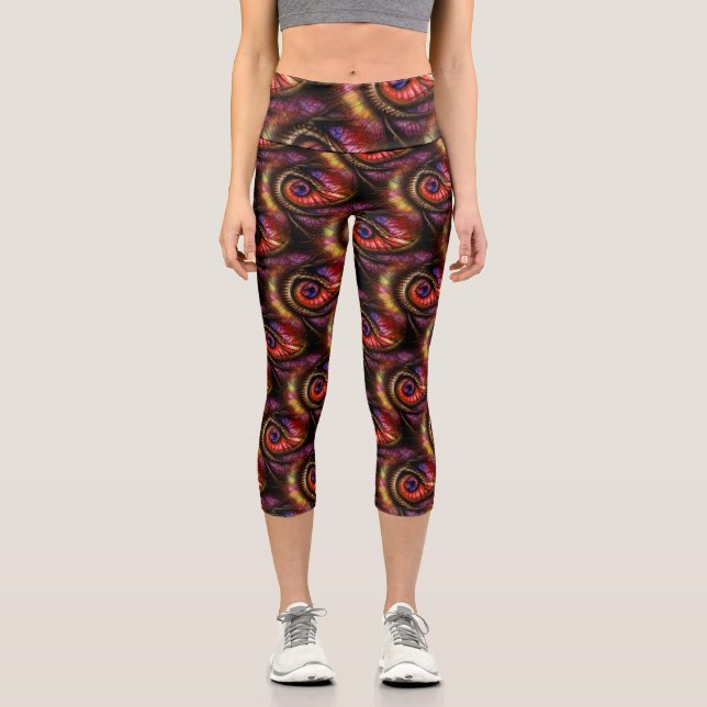 Abstract eyes in reds and purples capri leggings (Vorderseite)