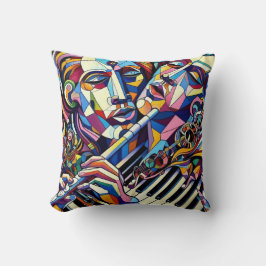 Abstract Faces and Instruments Kissen