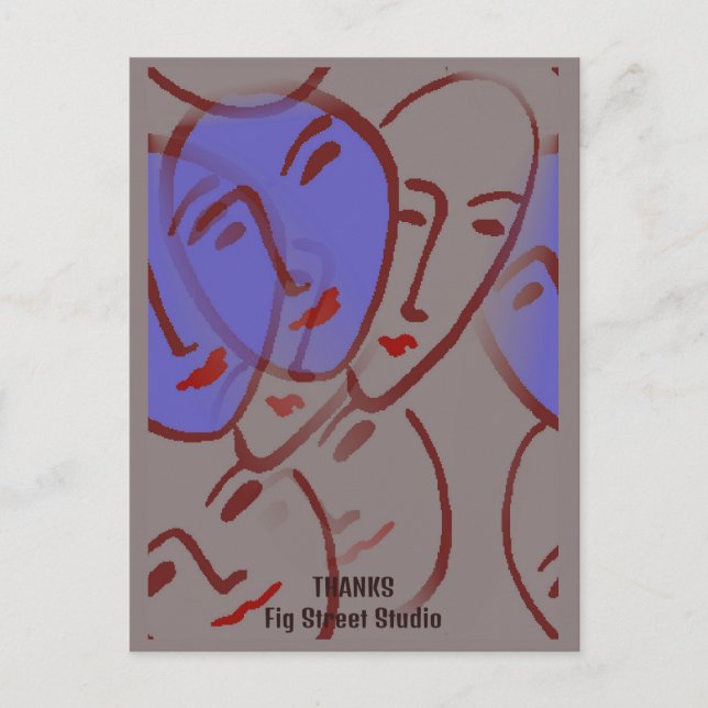 Abstract Faces, Fig Street Studio Postkarte (Vorderseite)