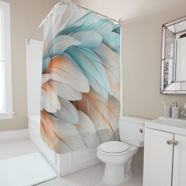 Abstract Feather Flow – Soft Elegance Duschvorhang (Beispiel)