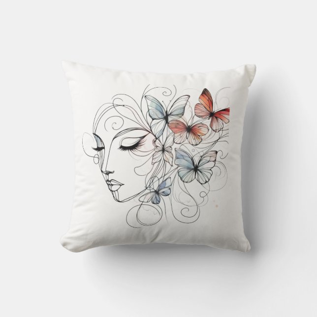 Abstract Female Art Throw Pillow Kissen (Vorderseite)