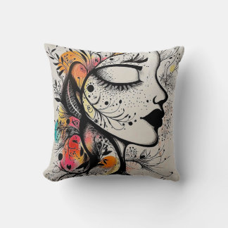 Abstract Female Art Throw Pillow Kissen