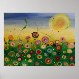 Abstract field of flowers poster