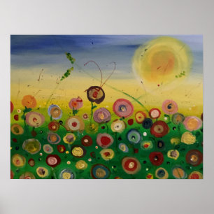 Abstract field of flowers poster