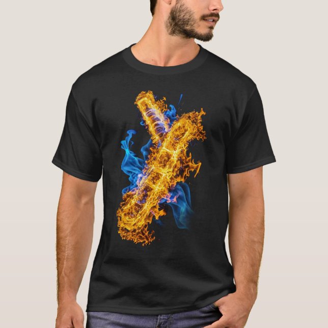 Abstract Fire Ice Elemental Magic Clash Gamer T-Shirt (Vorderseite)