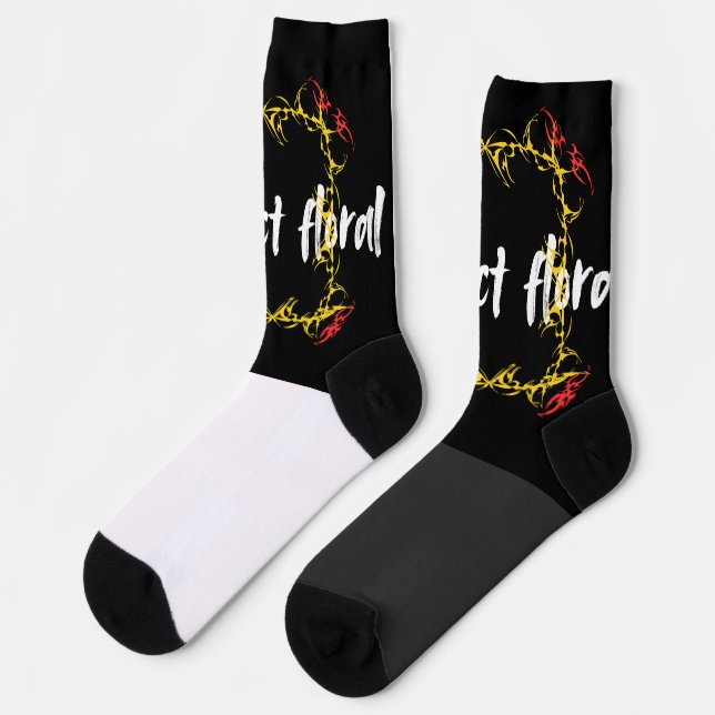 Abstract Floral Art Design | Modern Flower T-Shirt Socken (Linkes Detail)