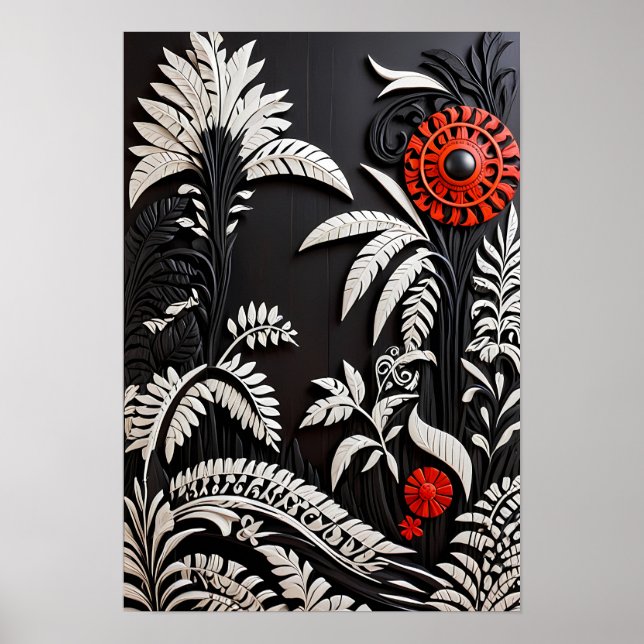 Abstract Floral Art Print Poster (Vorne)