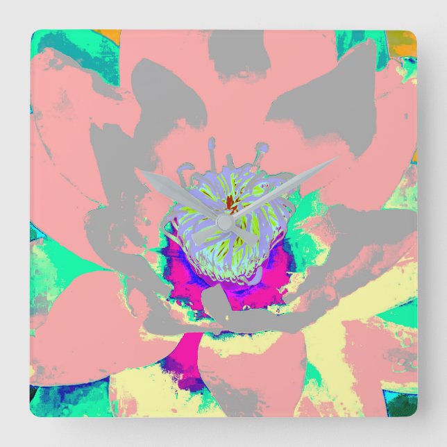 Abstract floral clock quadratische wanduhr (Vorderseite)