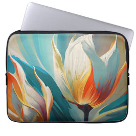 Abstract Floral Glow in Teal and Orange Laptopschutzhülle