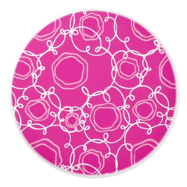 Abstract Floral Matrix (Hot Pink) Fine Art Keramikknauf (Vorderseite)
