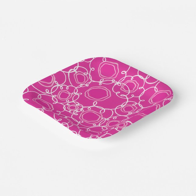 Abstract Floral Matrix (Hot Pink) Fine Art Pappteller (Gewinkelt)