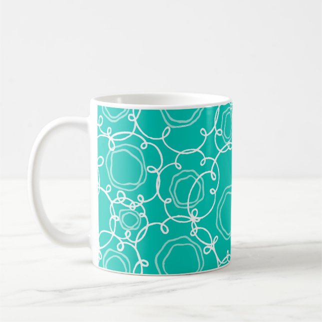 Abstract Floral Matrix (Teal) Fine Art Kaffeetasse (Links)