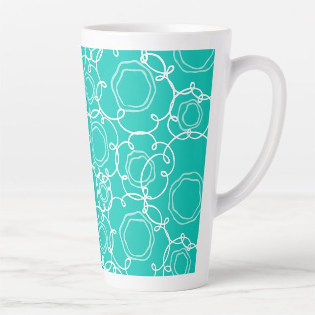 Abstract Floral Matrix (Teal) Fine Art Milchtasse (Rechts)