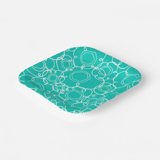 Abstract Floral Matrix (Teal) Fine Art Pappteller (Gewinkelt)