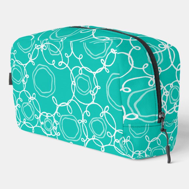 Abstract Floral Matrix (Teal) Fine Art Waschbeutel (Rechte Ecke)