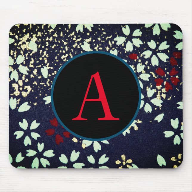 ABSTRACT FLORAL PATTERN CUSTOM INITIAL Mousepad (Vorne)