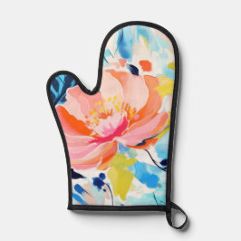 Abstract floral pattern painting ofenhandschuh