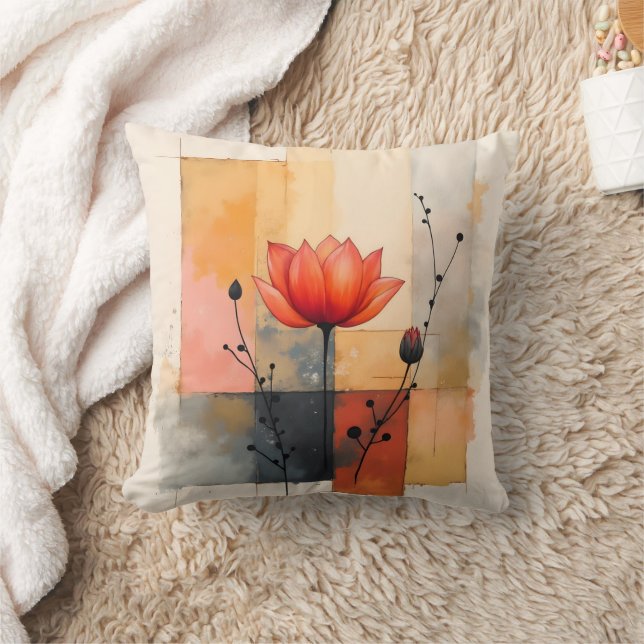 Abstract Floral Pillow Kissen (Decke)