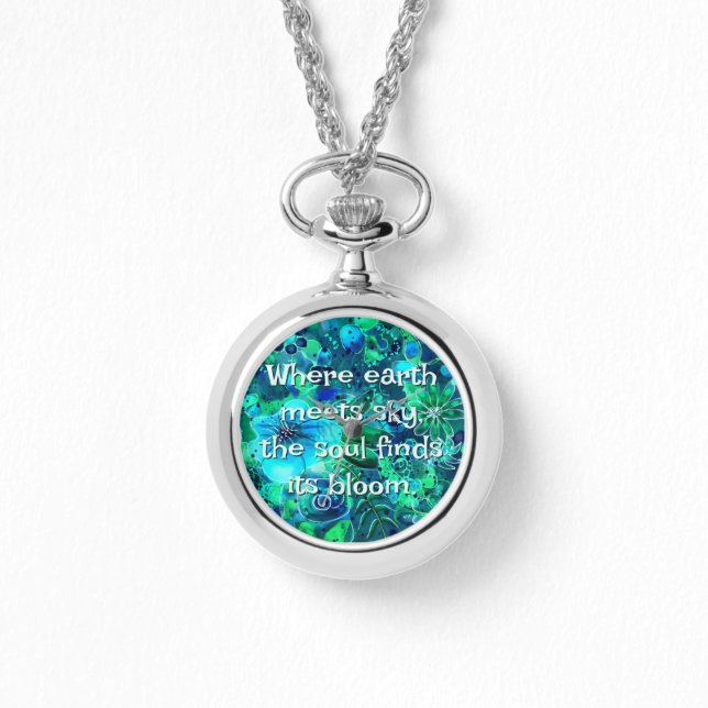 Abstract Floral Teal Blue Green Personalized Armbanduhr (Vorderseite)