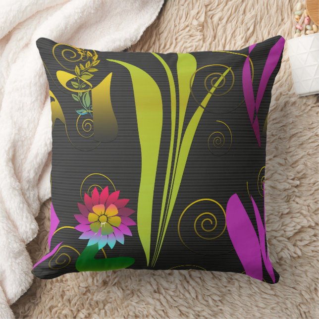 Abstract Floral with Spirals 1 Kissen (Decke)
