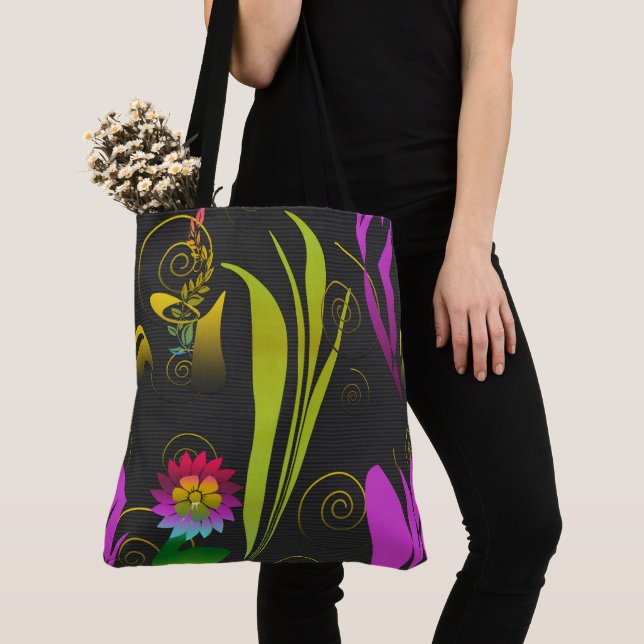 Abstract Floral with Spirals 1 Tasche (Von Nahem)