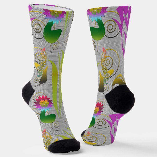 Abstract Floral with Spirals 2 Socken (Gewinkelt)