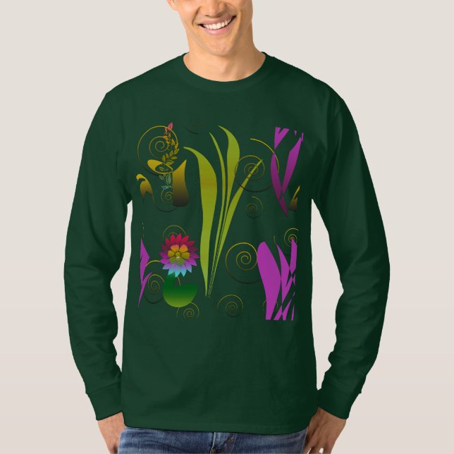 Abstract Floral with Spirals T-Shirt (Vorderseite)