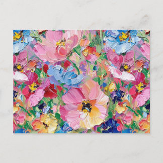 Abstract  Flowers Impressionist Postcard Postkarte