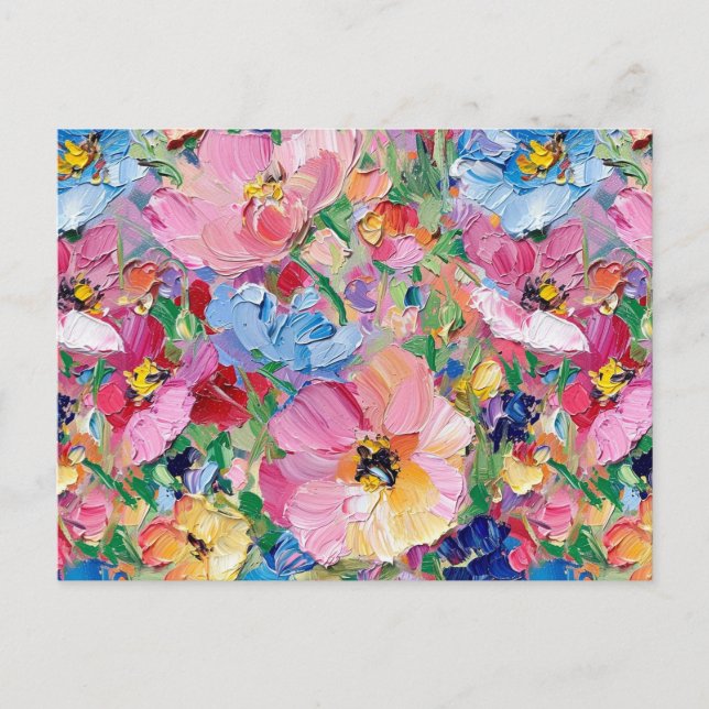 Abstract  Flowers Impressionist Postcard Postkarte (Vorderseite)