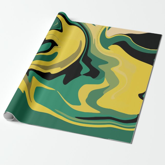 Abstract Flowing Green and Yellow Design Geschenkpapier (Ungerollt)