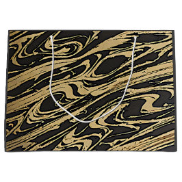 Abstract Fluid Art - Black Marble Effect Große Geschenktüte