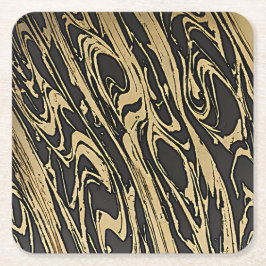 Abstract Fluid Art - Black Marble Effect Rechteckiger Pappuntersetzer