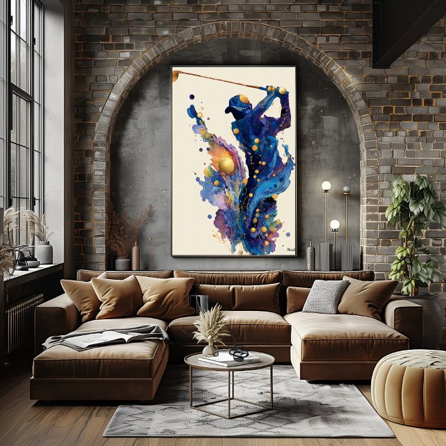Abstract Fluid Ink Golfer Dynamic Motion Wall Art Poster (Von Creator hochgeladen)